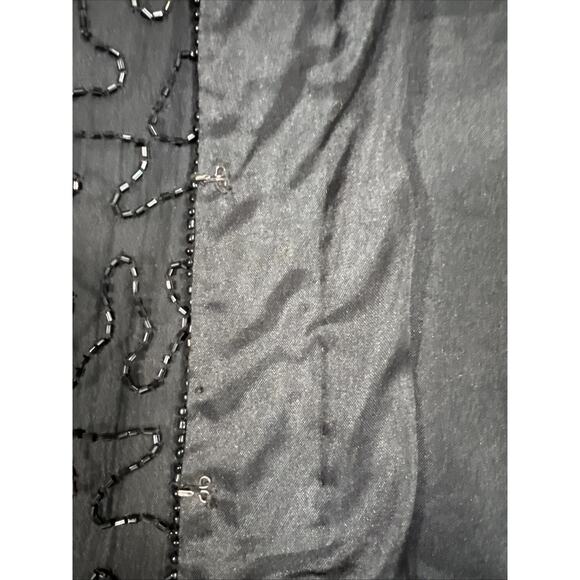 Silk Beaded Evening Jacket Women's Large Black Jet Beads Formal Cocktail Luxury - Picture 6 of 10